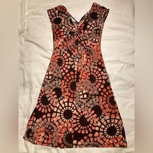 Stretchy sleeveless v neck dress geometric print colorful